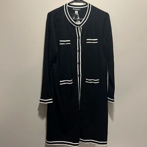 Karl Lagerfeld black and white very long cardigan